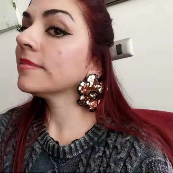 Zara Gold Metal Flower Earrings - Picture 10 of 14
